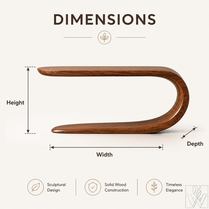 The Calder Arc Curved Wood Console Table with Sculptural Wave Profile