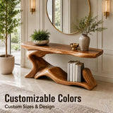 Wood Console Table, Fluid Organic Silhouette, The Earthbound Sonata