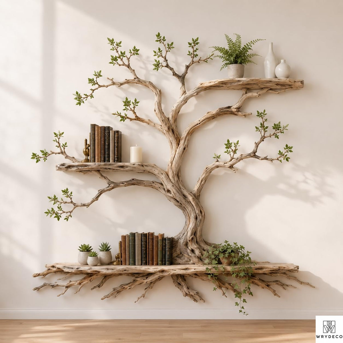 PREAUREUM Handcrafted Tree Branch Floating Shelf (C2)