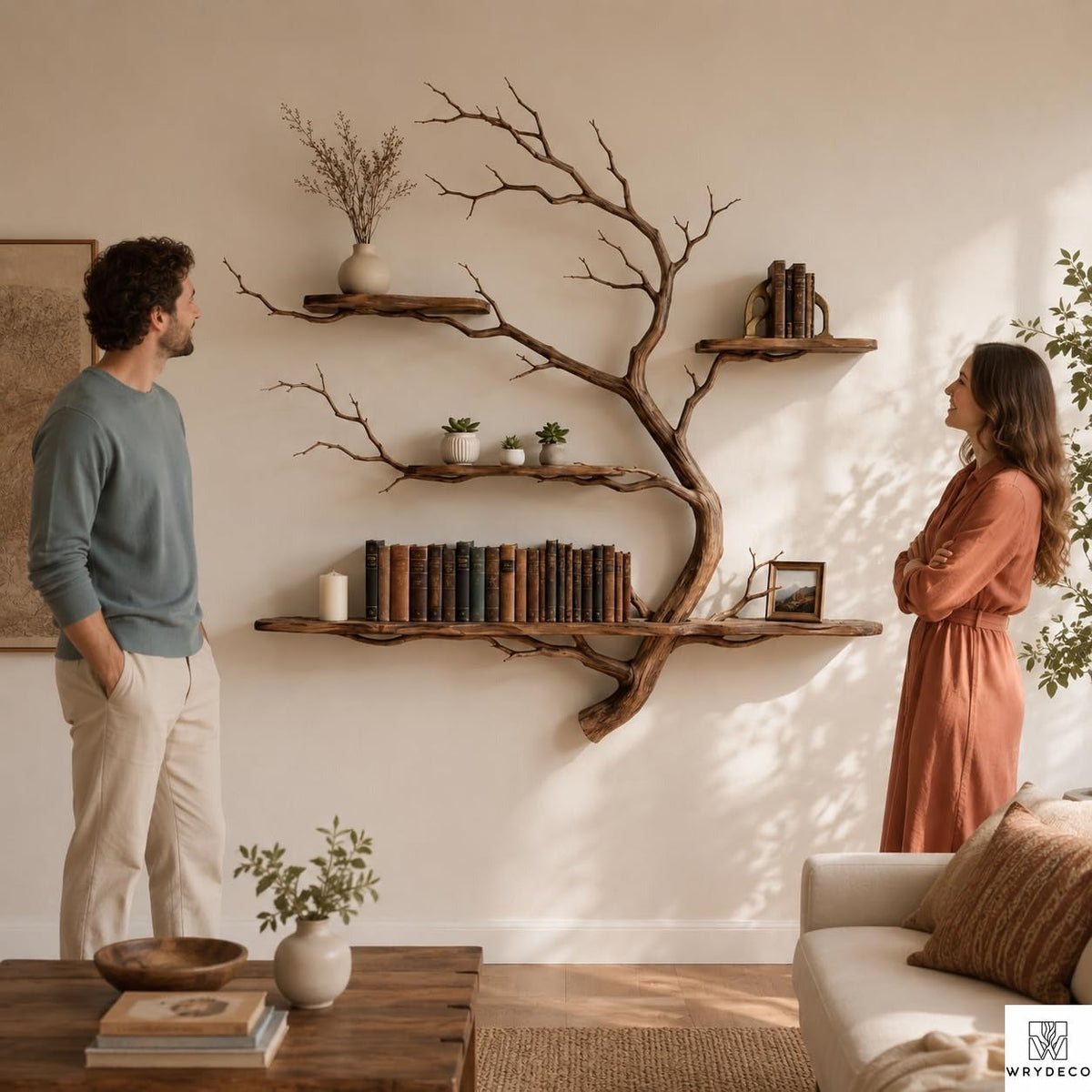 PREAUREUM Handcrafted Tree Branch Floating Shelf (C2)