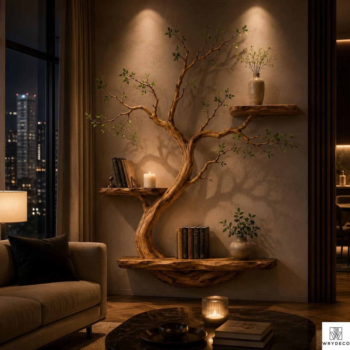 PREAUREUM Handcrafted Tree Branch Floating Shelf (C2)