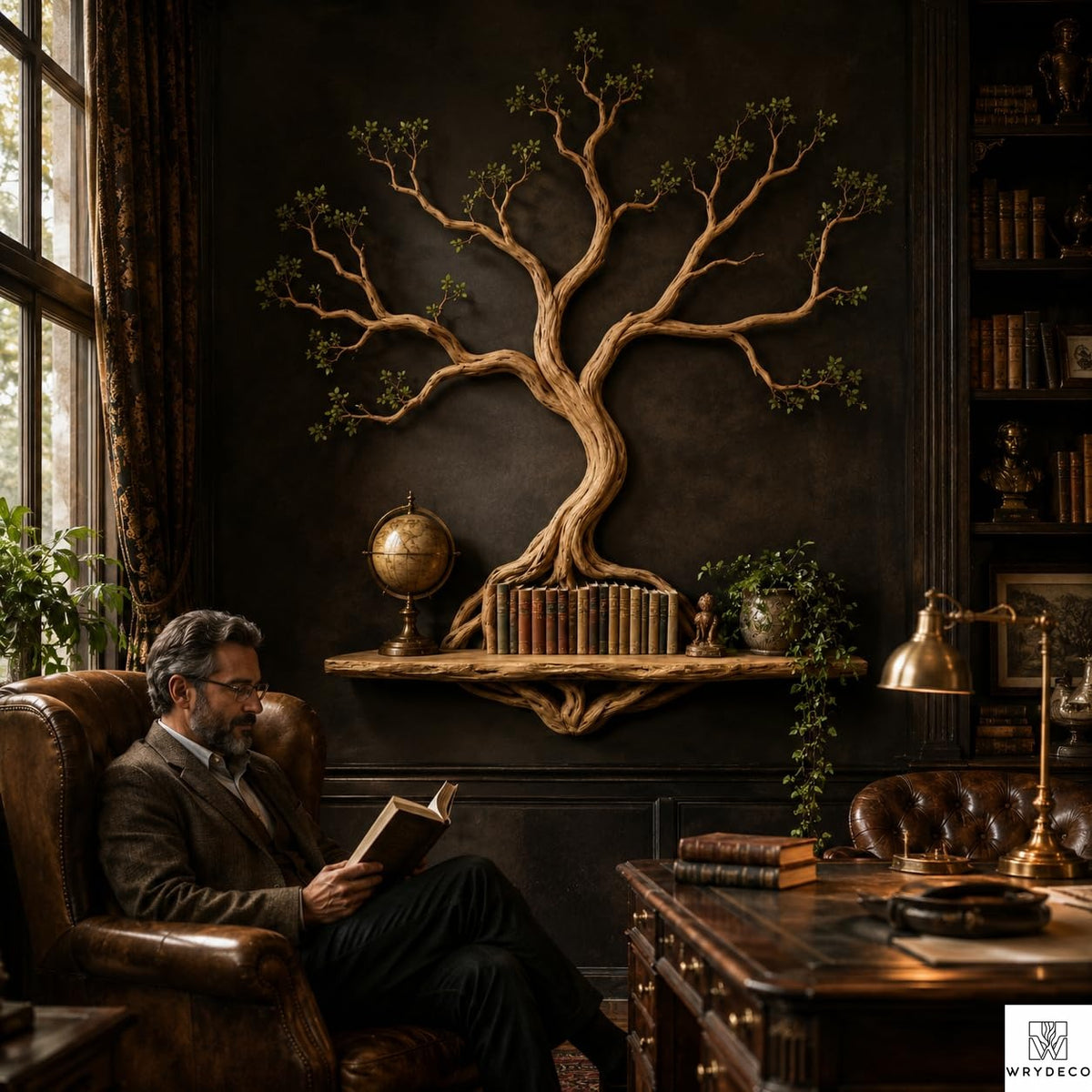 PREAUREUM Handcrafted Tree Branch Floating Wood Wall Shelf (C03)
