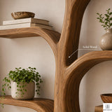 Tree Branch Floor Shelf Solid Wood Bookcase, Wall Mounted Vintage Bookshelf for Rustic Living Room Decor (Option 4)