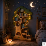 PREAUREUM Handmade Wooden Tree Bookshelf for Kids Room