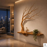 PREAUREUM Handcrafted Tree Branch Floating Wood Wall Shelf (C03)