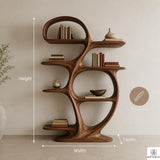 PREAUREUM Modern Sculptural Wooden Bookcase Display Shelf