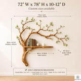 PREAUREUM Handcrafted Tree Branch Floating Wood Wall Shelf (C03)