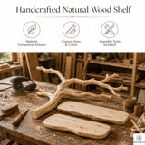 Handcrafted Tree Branch Floating Shelves – Unique Natural Wood Wall Shelf Set, Sculptural Art Display Bookcase for Living Room, Study, Bedroom & Home Library (2 Level Shelves) (C1)