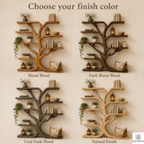 Tree Branch Floor Shelf Solid Wood Bookcase, Wall Mounted Vintage Bookshelf for Rustic Living Room Decor (Option 4)