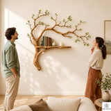 PREAUREUM Handcrafted Tree Branch Floating Wood Wall Shelf (C03)