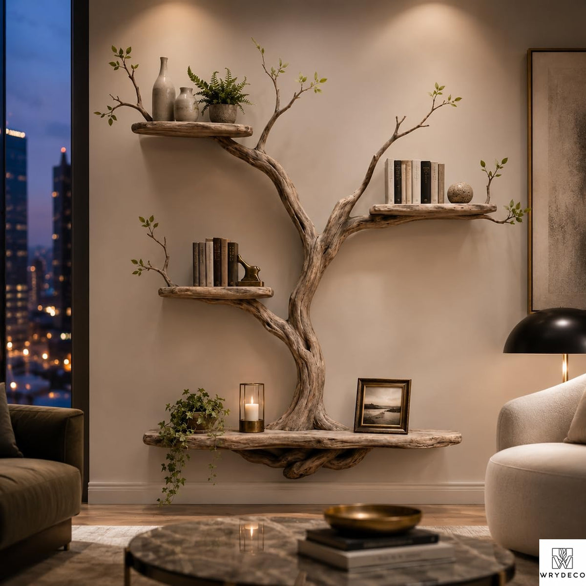 PREAUREUM Handcrafted Tree Branch Floating Shelf (C2)