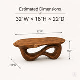 WAZARO Handcrafted Oak Wood Coffee Table - Sculptural Wave Design