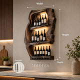 Handcrafted wooden wall wine holder mounted in a modern kitchen lifestyle