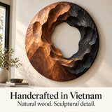 Handcrafted Solid Wood Sculptural Hollow Ring Round Wall Art - View 6