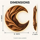 Handcrafted Solid Wood Crescent Moon Sculptural Round Wall Art - View 2