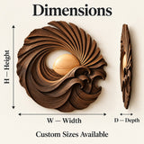Handcrafted Solid Wood Sunburst Wave Vortex Round Wall Art - View 1