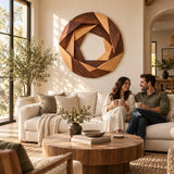 Handcrafted Solid Wood Geometric Aperture Round Wall Art - View 4