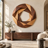 Handcrafted Solid Wood Geometric Aperture Round Wall Art - View 7