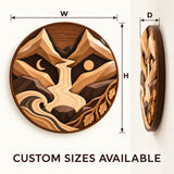 Handcrafted Solid Wood Layered Mountain Round Wall Art - View 1