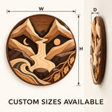 Handcrafted Solid Wood Layered Mountain Round Wall Art - View 2