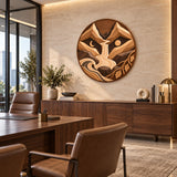 Handcrafted Solid Wood Layered Mountain Round Wall Art - View 3