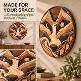 Handcrafted Solid Wood Layered Mountain Round Wall Art - View 6