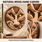 Handcrafted Solid Wood Layered Mountain Round Wall Art - View 7