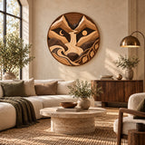 Handcrafted Solid Wood Layered Mountain Round Wall Art - View 8