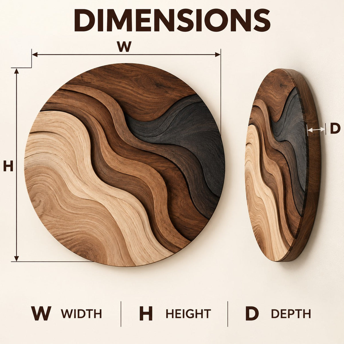 Handcrafted Solid Wood Topographic Dune Strata Round Wall Art - View 3
