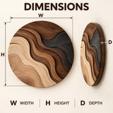 Handcrafted Solid Wood Topographic Dune Strata Round Wall Art - View 3
