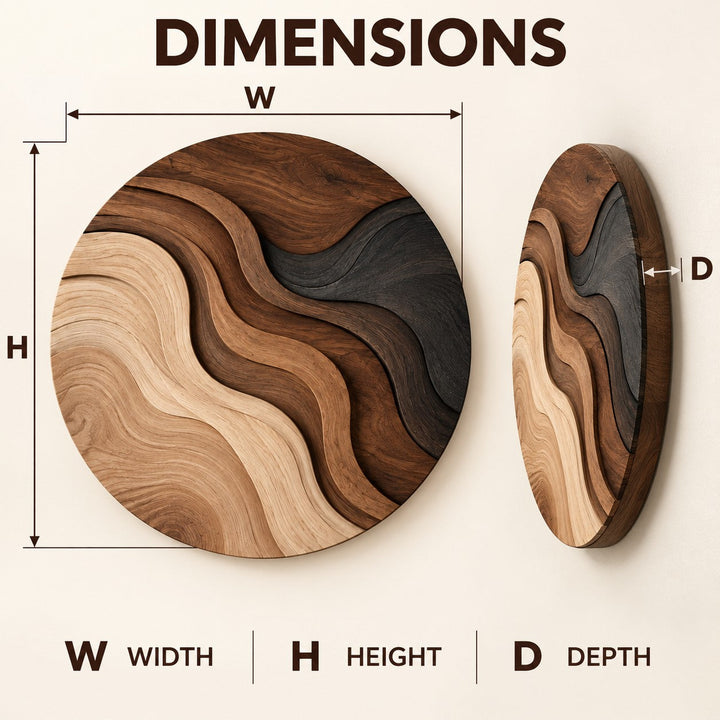 Handcrafted Solid Wood Topographic Dune Strata Round Wall Art - View 3