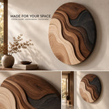 Handcrafted Solid Wood Topographic Dune Strata Round Wall Art - View 7