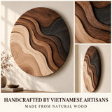 Handcrafted Solid Wood Topographic Dune Strata Round Wall Art - View 8
