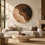 Handcrafted Solid Wood Topographic Dune Strata Round Wall Art - View 9
