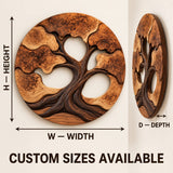 Handcrafted Solid Wood Tree of Life Bonsai Round Wall Art - View 1
