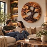 Handcrafted Solid Wood Tree of Life Bonsai Round Wall Art - View 4