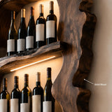 Wall mounted wood wine rack with glass storage dimensions and sizes chart