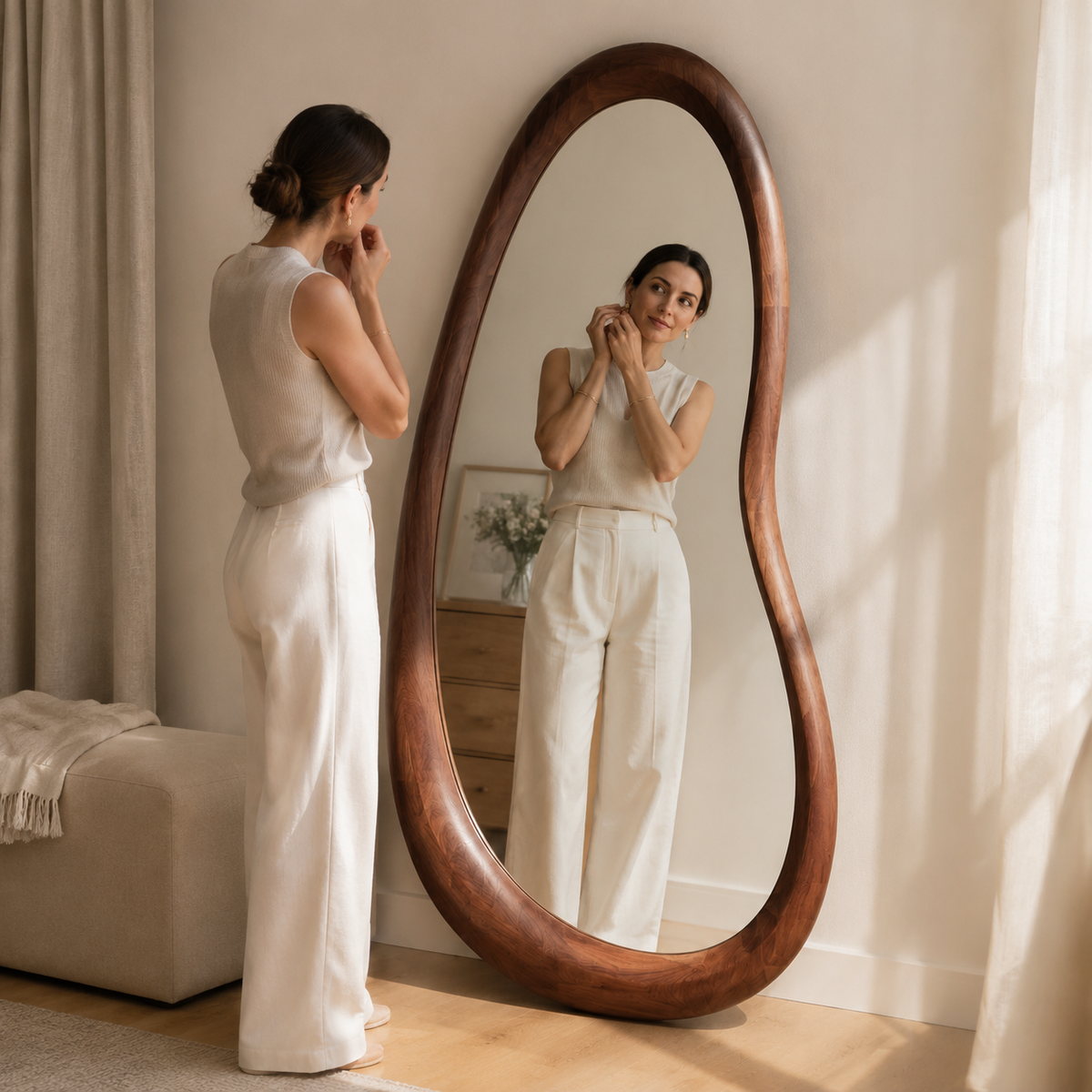 Wrydeco Organic Solid Wood Wall Mirror Model 1 - Angle Detail View 5