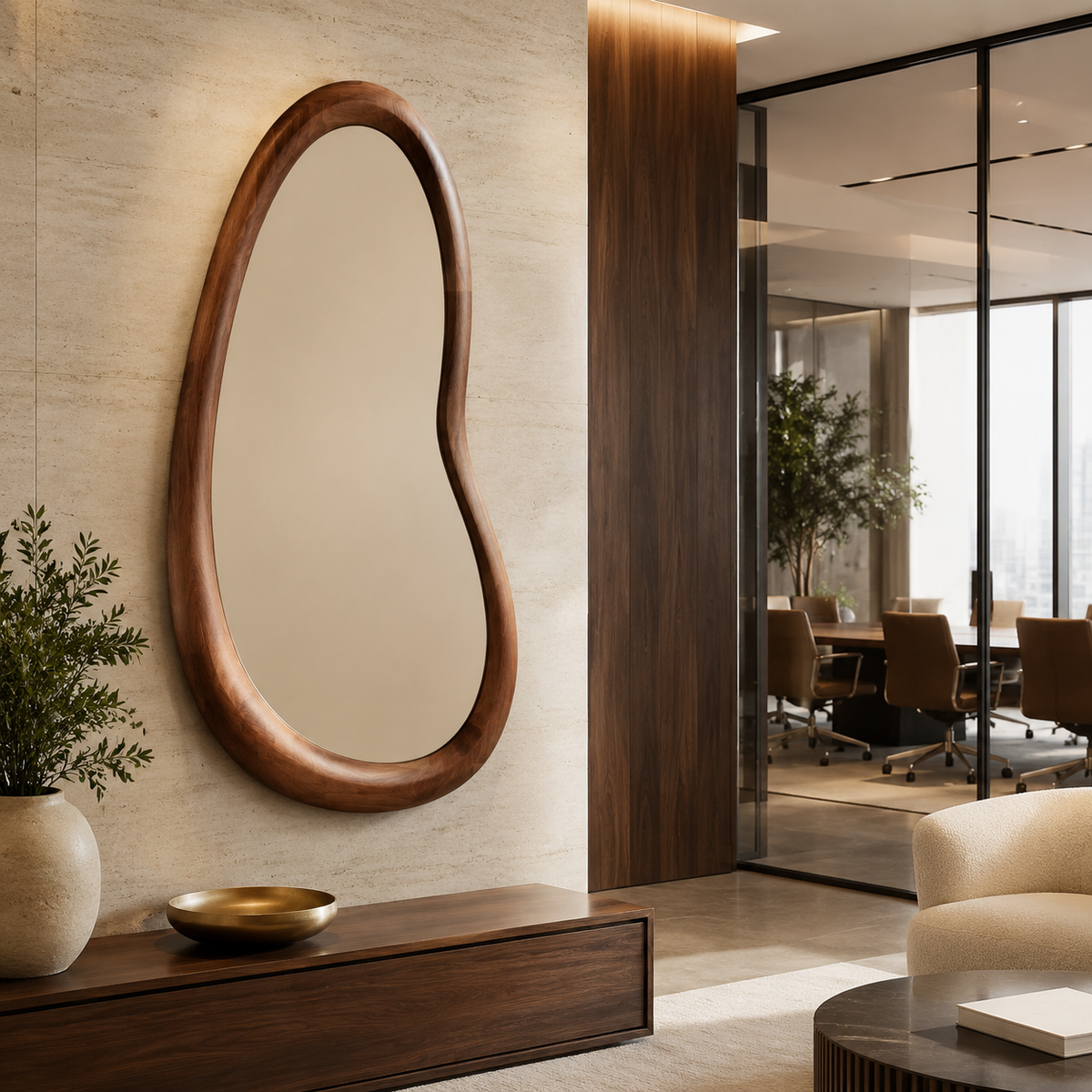 Wrydeco Organic Solid Wood Wall Mirror Model 1 - Angle Detail View 6