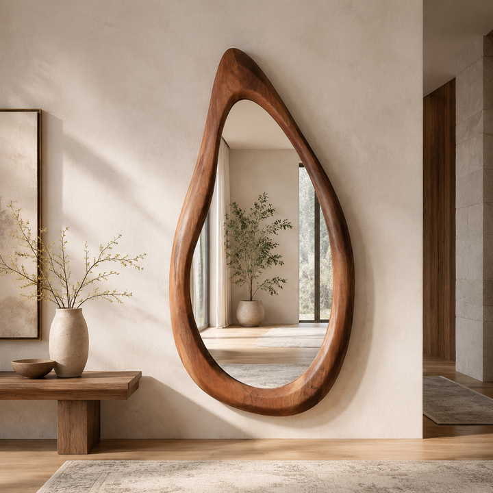Wrydeco Organic Solid Wood Wall Mirror Model 3 - Front View