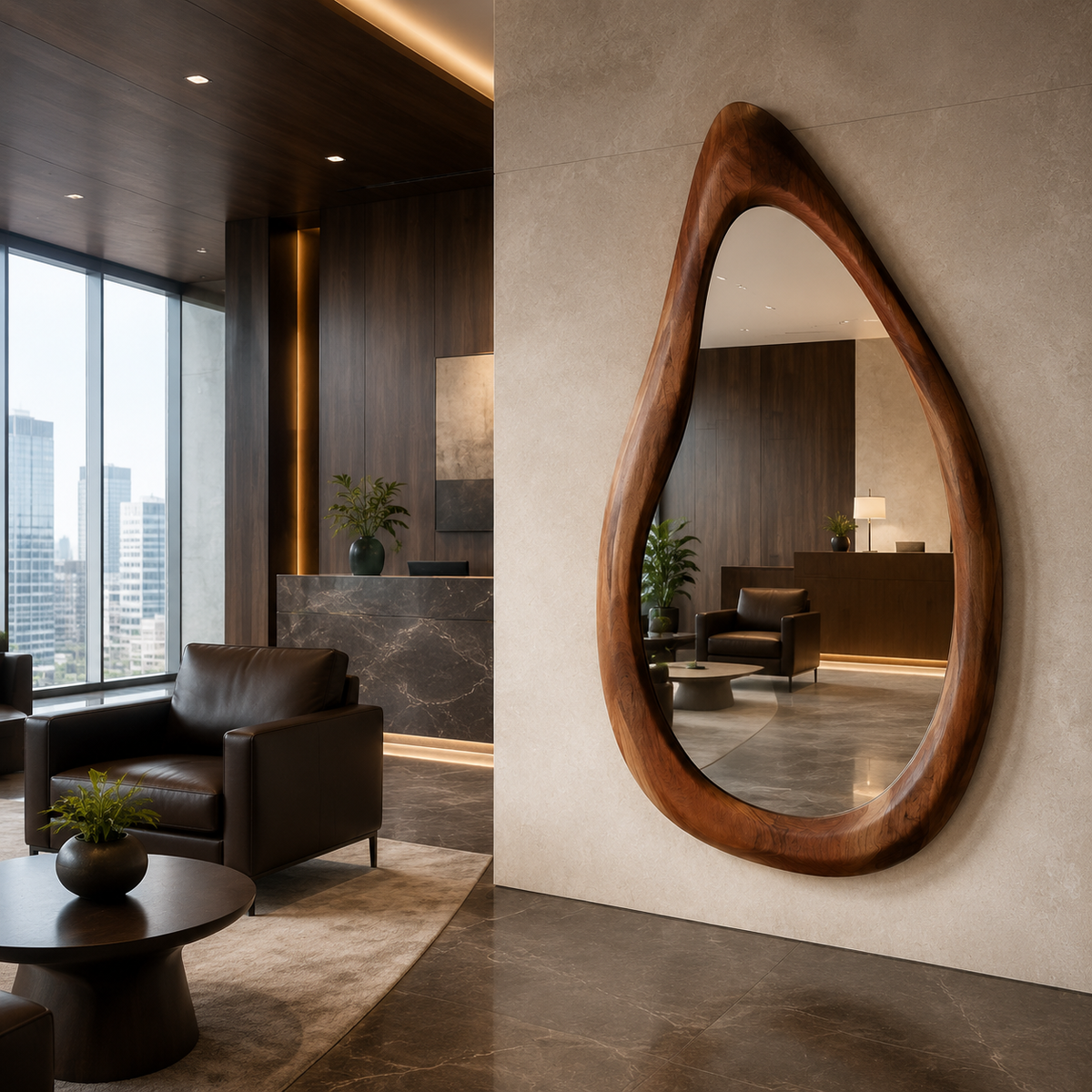 Wrydeco Organic Solid Wood Wall Mirror Model 3 - Angle Detail View 6