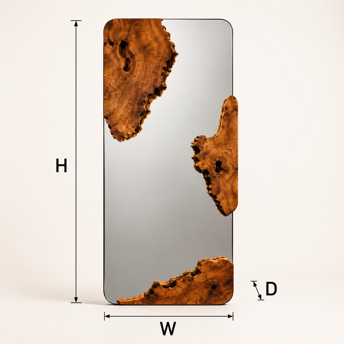 Wrydeco Rustic Solid Wood Wall Mirror Model 1 - Angle Detail View 7