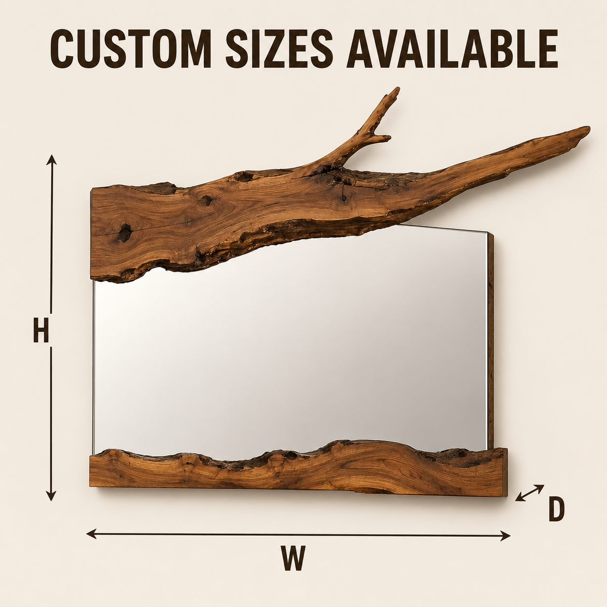 Wrydeco Rustic Solid Wood Wall Mirror Model 4 - Angle Detail View 7