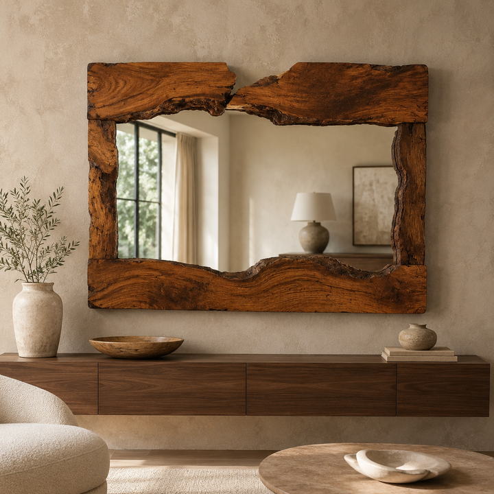 Wrydeco Rustic Solid Wood Wall Mirror Model 6 - Front View