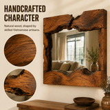 Wrydeco Rustic Solid Wood Wall Mirror Model 6 - Angle Detail View 2