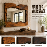 Wrydeco Rustic Solid Wood Wall Mirror Model 6 - Angle Detail View 3