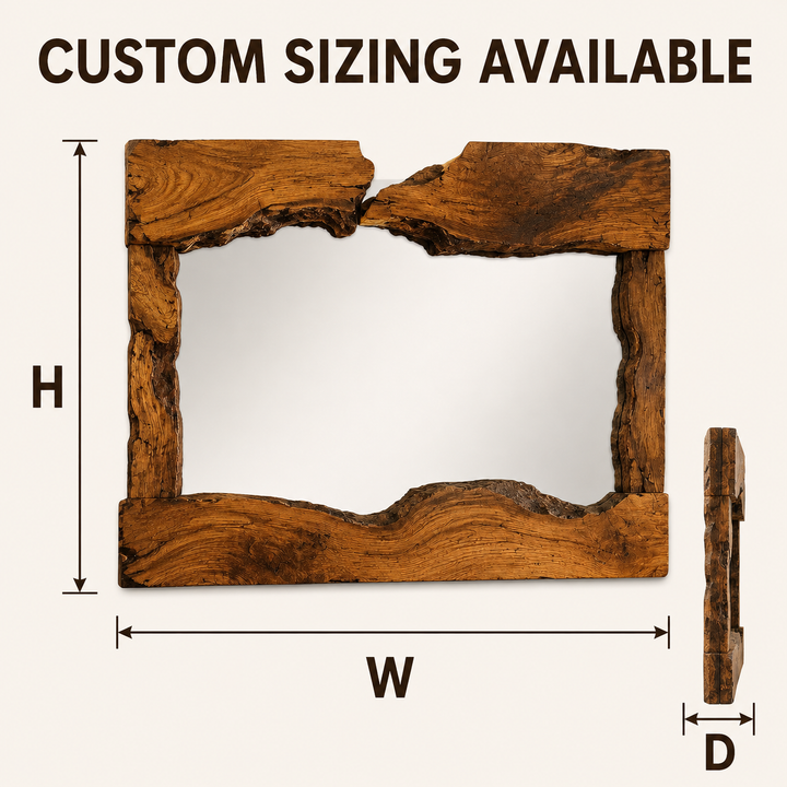 Wrydeco Rustic Solid Wood Wall Mirror Model 6 - Angle Detail View 7