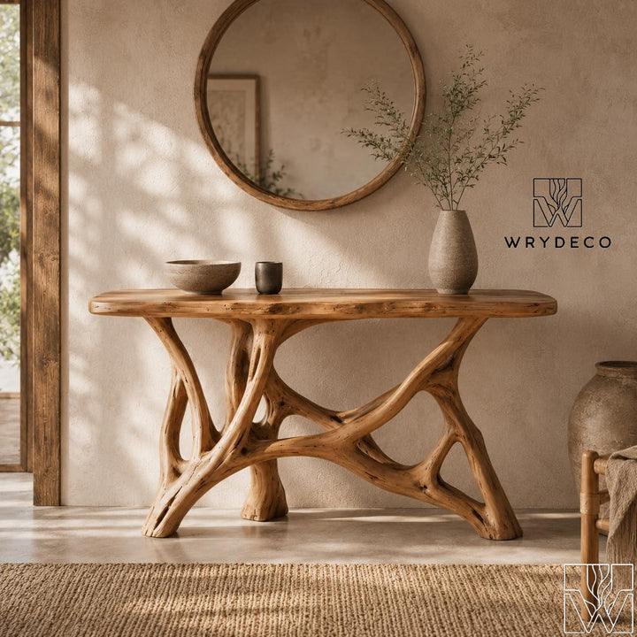 Handcrafted Solid Wood Sculptural Coffee Table for Living Room