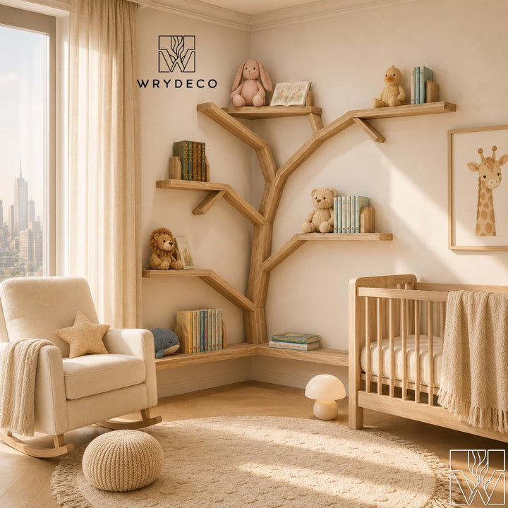 Layered Corner Tree Bookshelf for Nursery