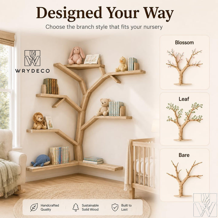 Layered Corner Tree Bookshelf for Nursery